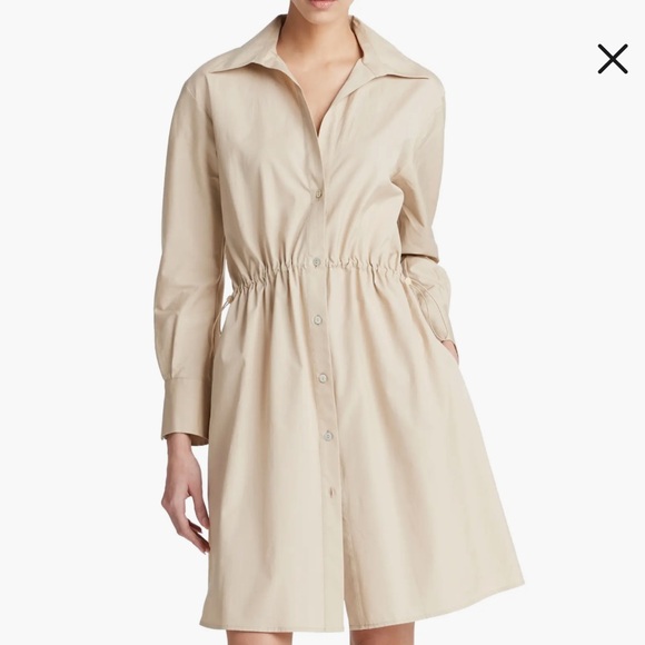 NWT Vince Cream A-Line Dress with Elastic Waistband and Long Sleeves - Picture 1 of 2